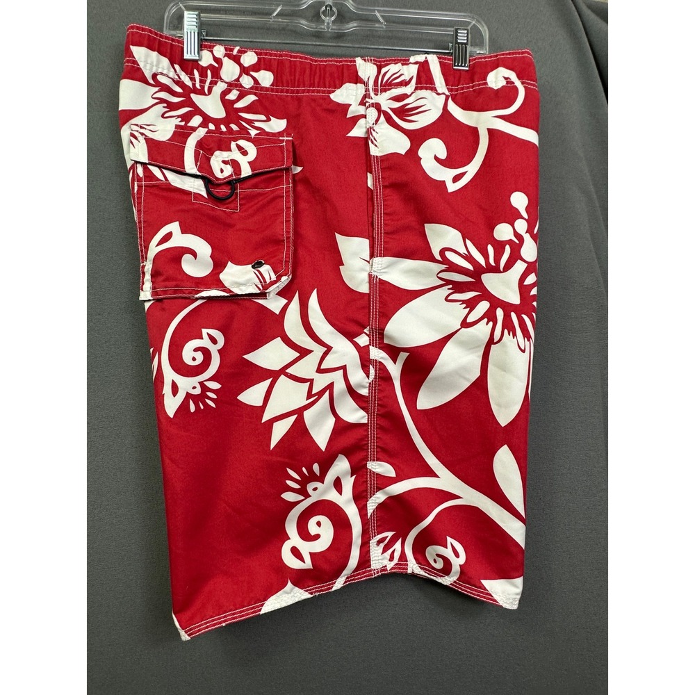 Old Navy Mens Red White Hibiscus Floral Board Shorts Swim Trunks Size L 38 Waist
